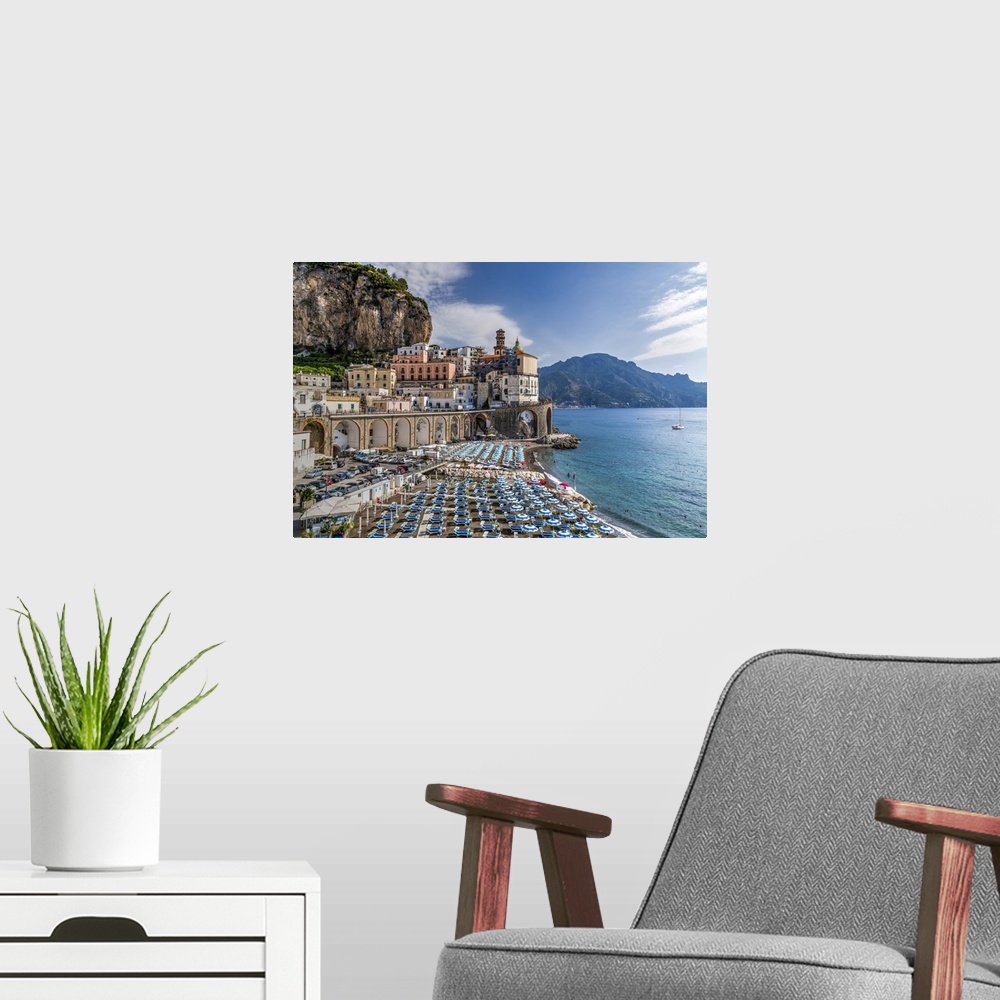 A modern room featuring Atrani, Amalfi coast, Campania, Italy