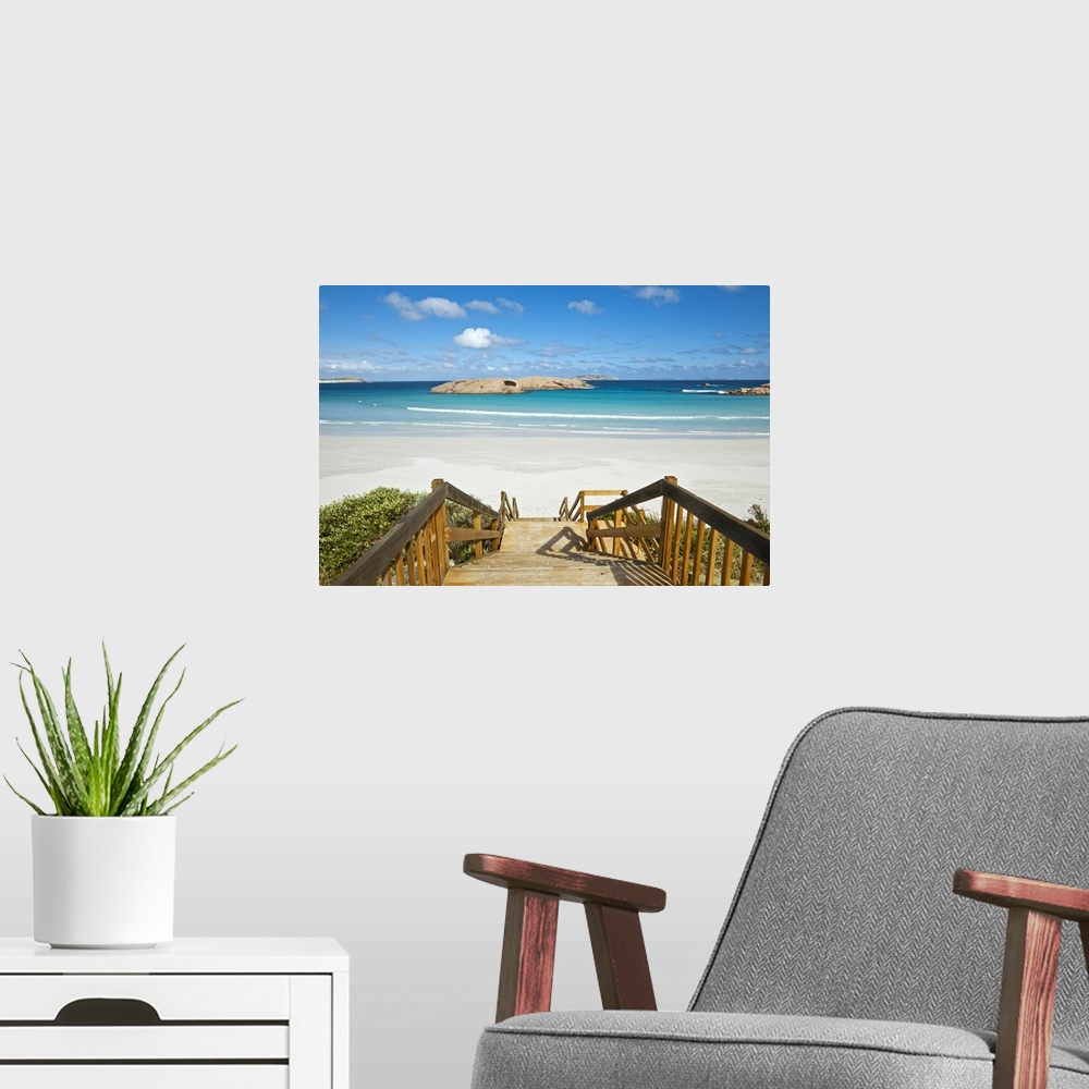 A modern room featuring Australia, Western Australia, Esperance. View along boardwalk down to Twilight Beach.