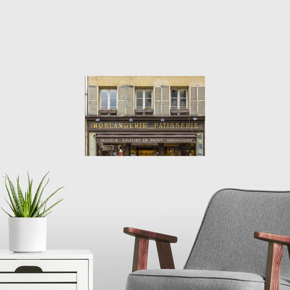 A modern room featuring Boulangerie/Patisserie sign, Paris, France