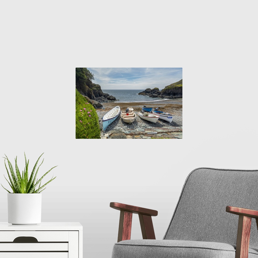 A modern room featuring Cadgwith Cove, Cornwall, England, UK