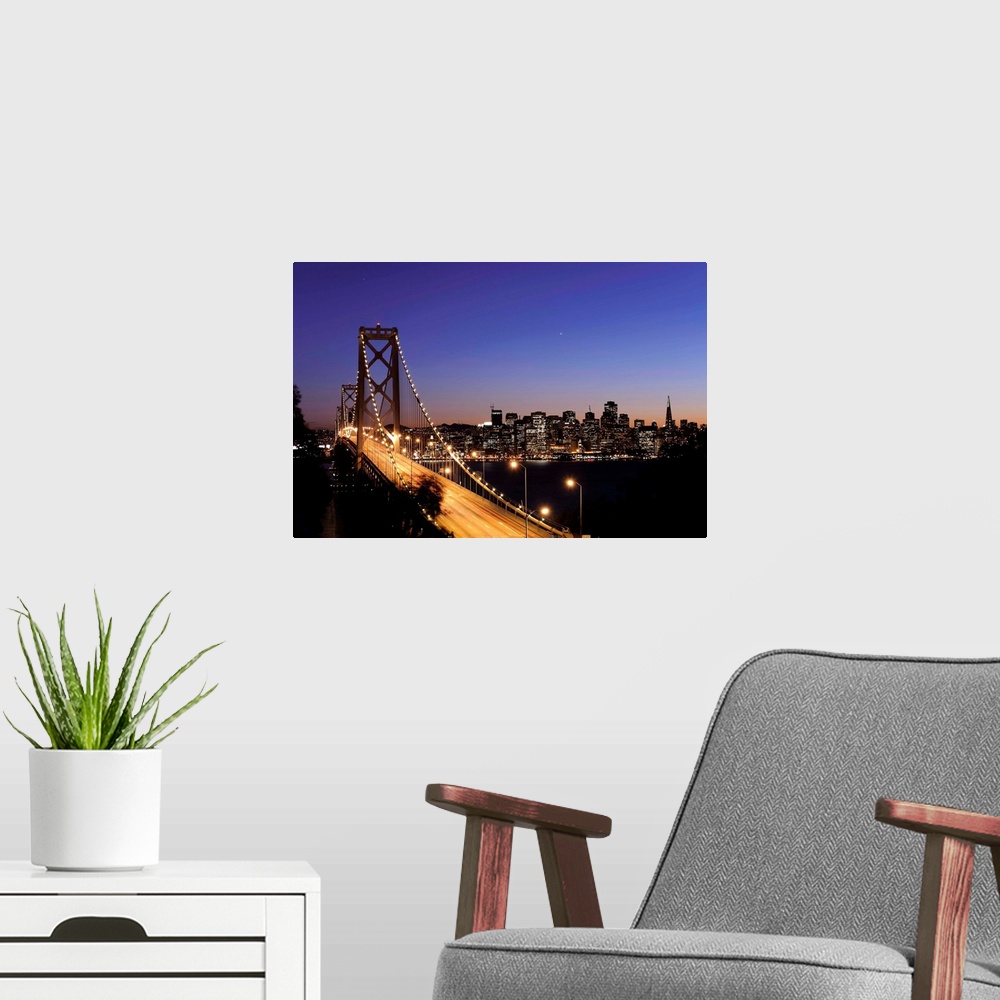 A modern room featuring Usa, California, San Francisco, Oakland Bay Bridge and City Skyline