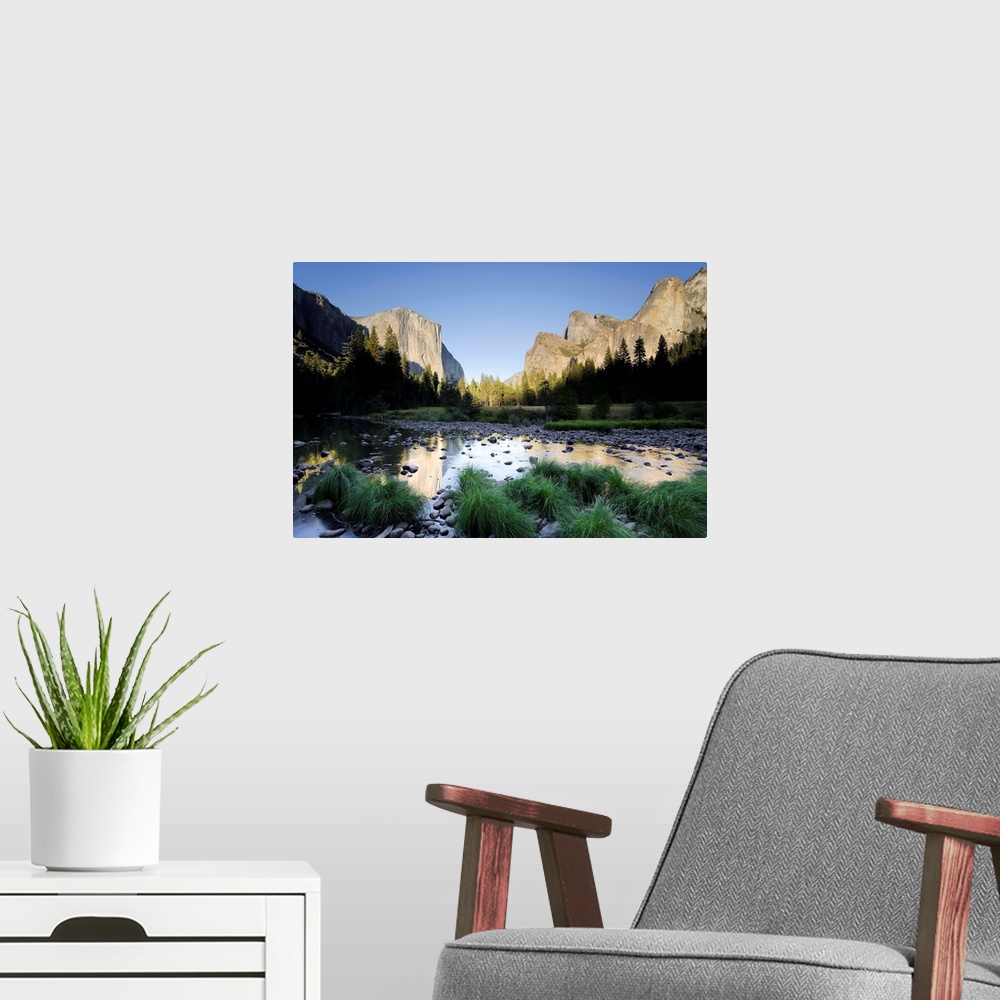 A modern room featuring USA, California, Yosemite National Park, Merced River, El Capitan and Valley View