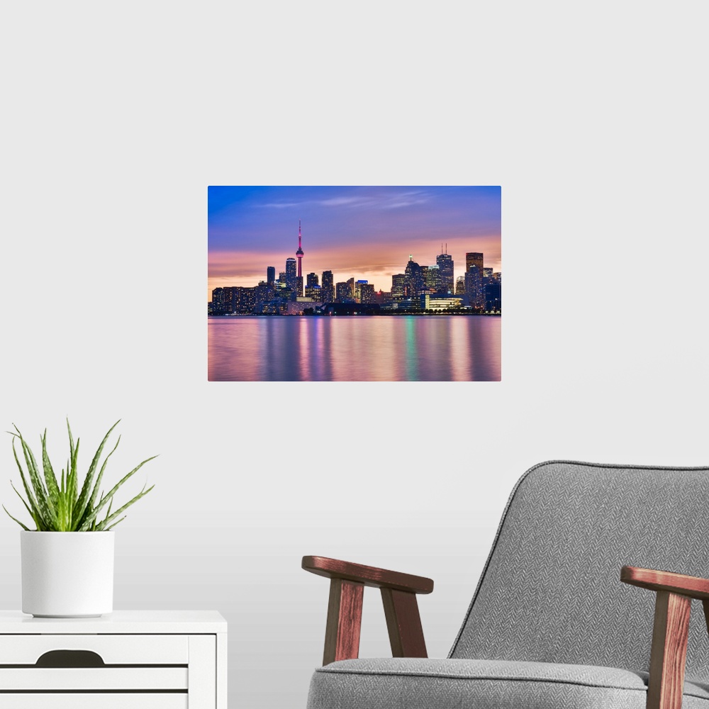 A modern room featuring Canada, Ontario, Toronto, View of CN Tower and city skyline.