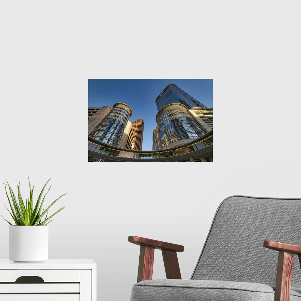 A modern room featuring Chevron Towers, Houston, Texas, USA
