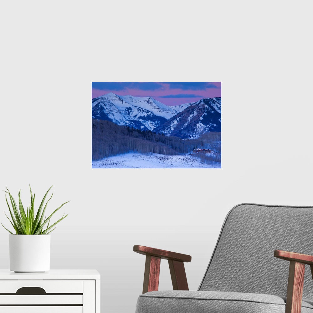A modern room featuring USA, Colorado, Crested Butte, Ruby Range Mountains, dawn