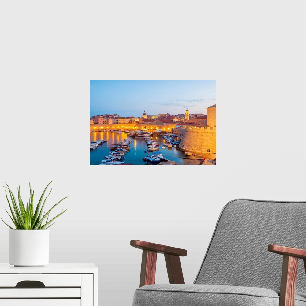 A modern room featuring Croatia, Dubrovnik, Boats In The Old Town Harbour