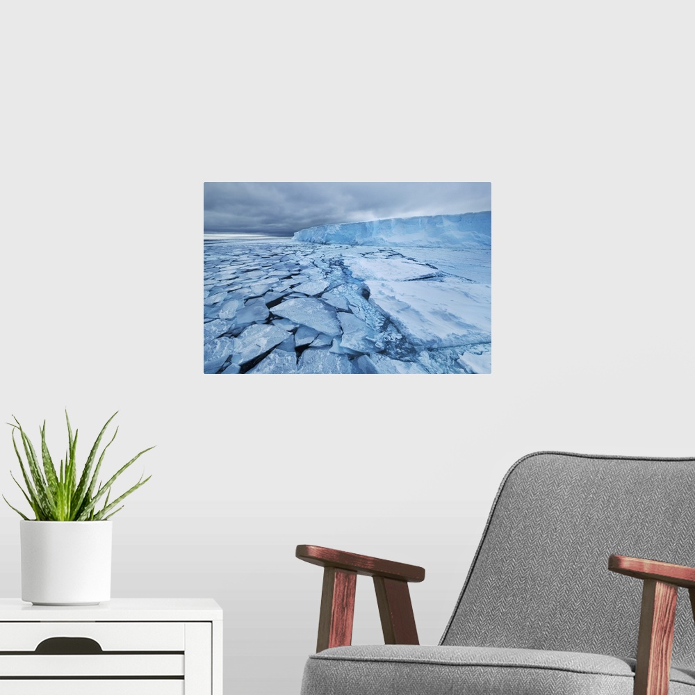 A modern room featuring Drift ice and tabular iceberg in Weddell Sea. Antarctica, Weddell Sea, between Peninsula and Anta...