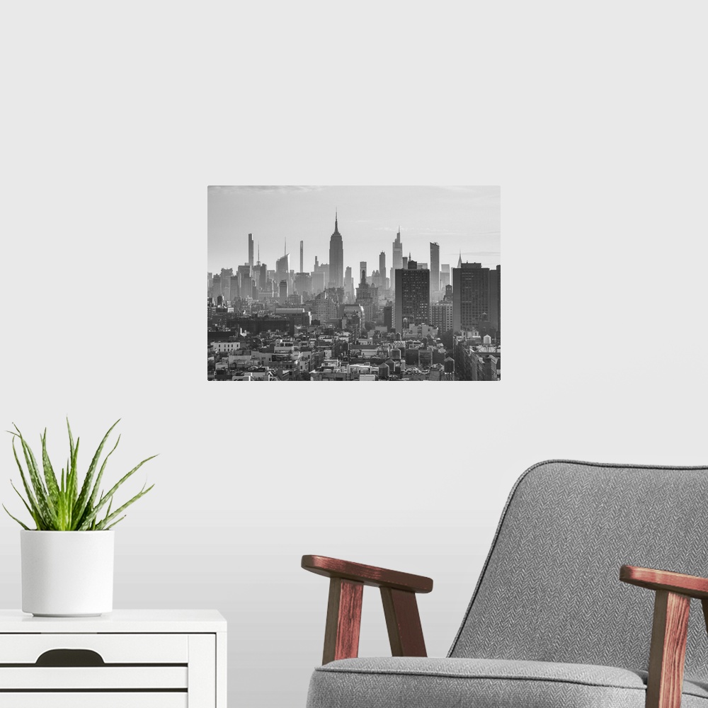 A modern room featuring Empire State Building from Soho, Manhattan, New York City, USA