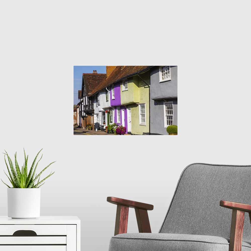 A modern room featuring England, Essex, Saffron Walden, Castle Street, Colourful Houses