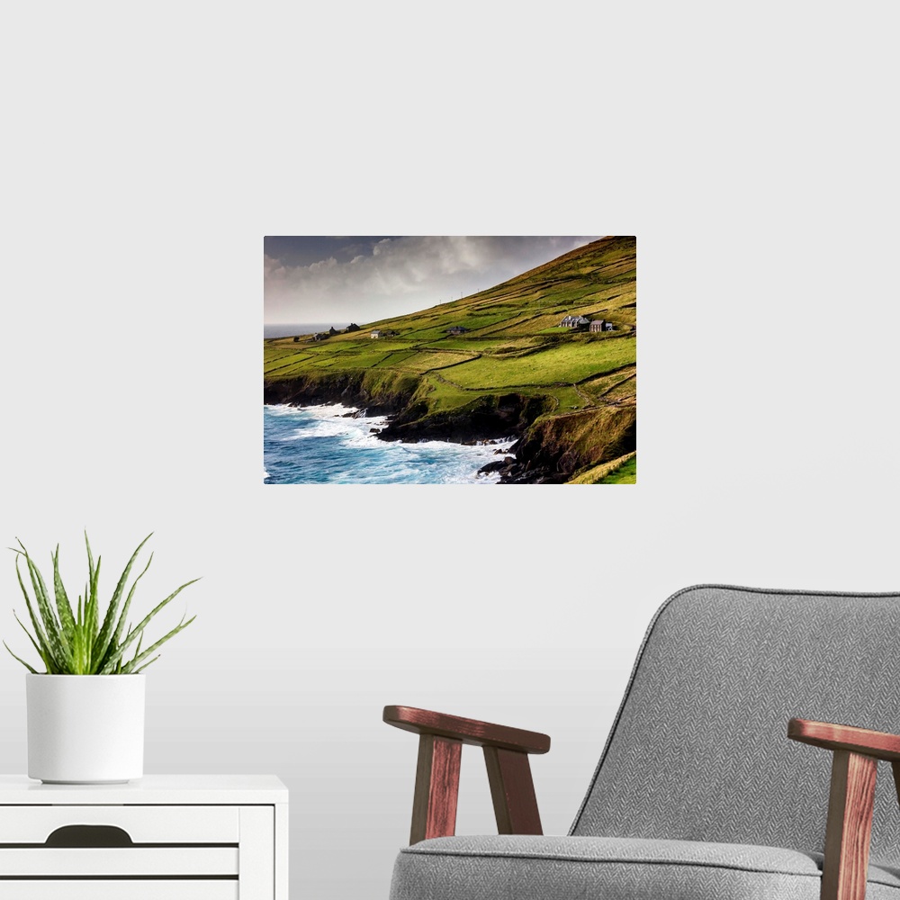 A modern room featuring Europe, Ireland, Kerry county, scenic road along Dingle Peninsula near Slea Head