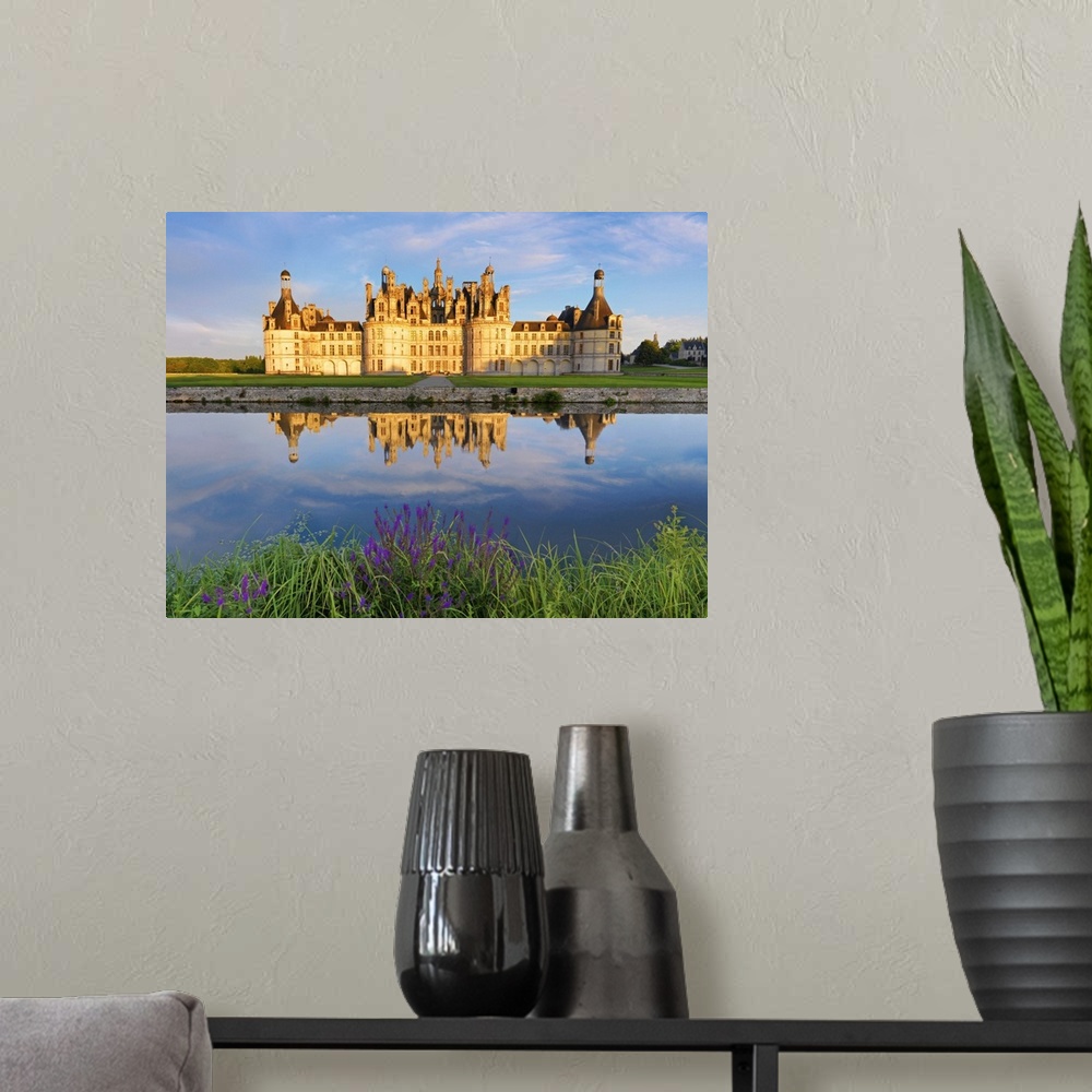 A modern room featuring France, Loire valley, Chateau de Chambord, detail of towers