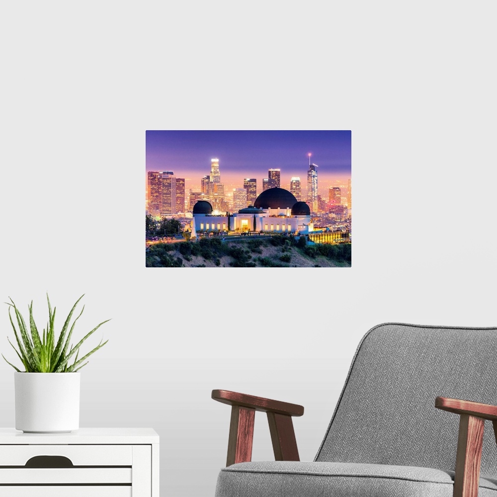 A modern room featuring Griffith Observatory And Los Angeles Skyline At Night, California, USA