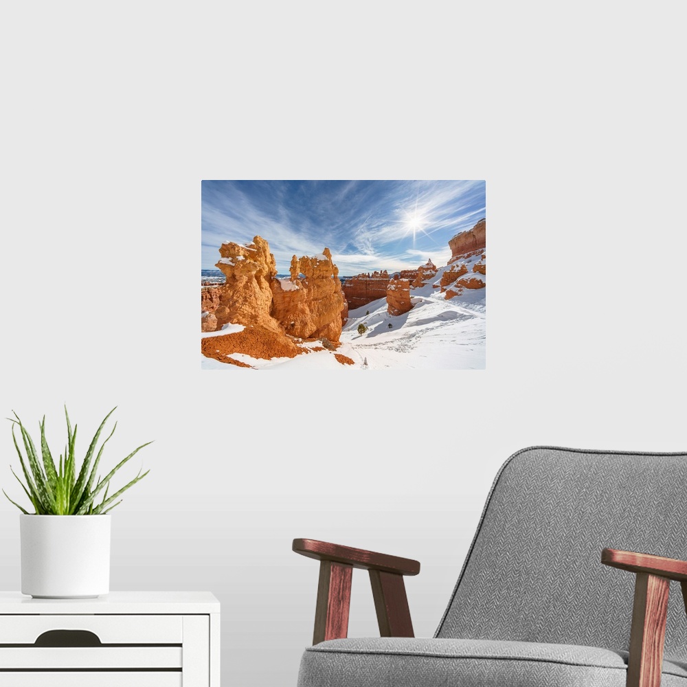 A modern room featuring Hoodoos at Bryce Canyon in Winter Season, Utah, USA