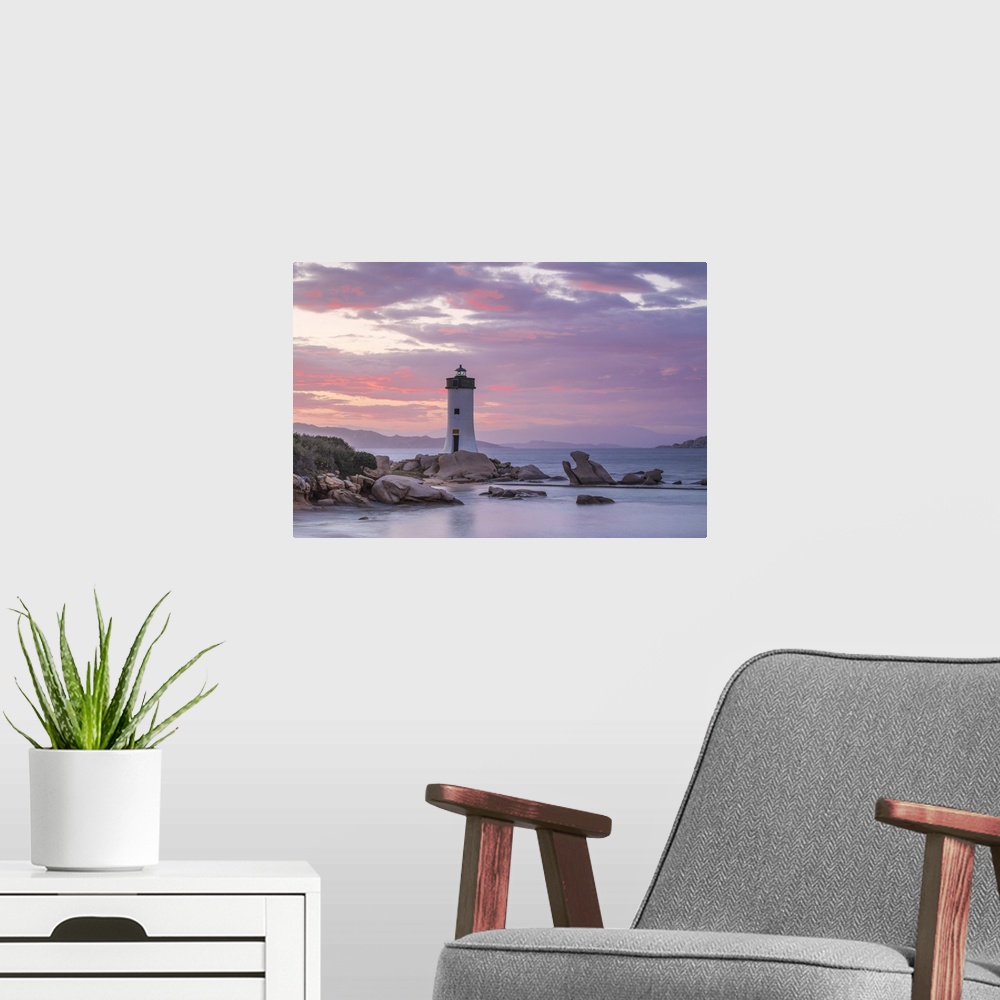 A modern room featuring Italy, Sardinia, Sassari Province, Palau, Porto Faro Lighthouse.