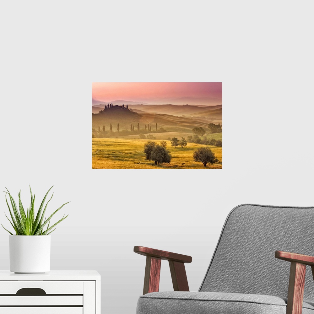 A modern room featuring Italy, Tuscany, Siena district, Orcia Valley, Podere Belvedere near San Quirico d'Orcia