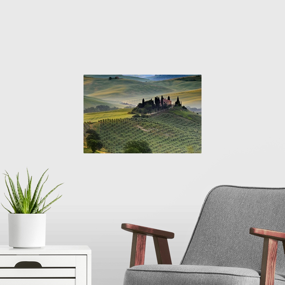 A modern room featuring Italy, Tuscany, Siena district, Orcia Valley, Podere Belvedere near San Quirico d'Orcia