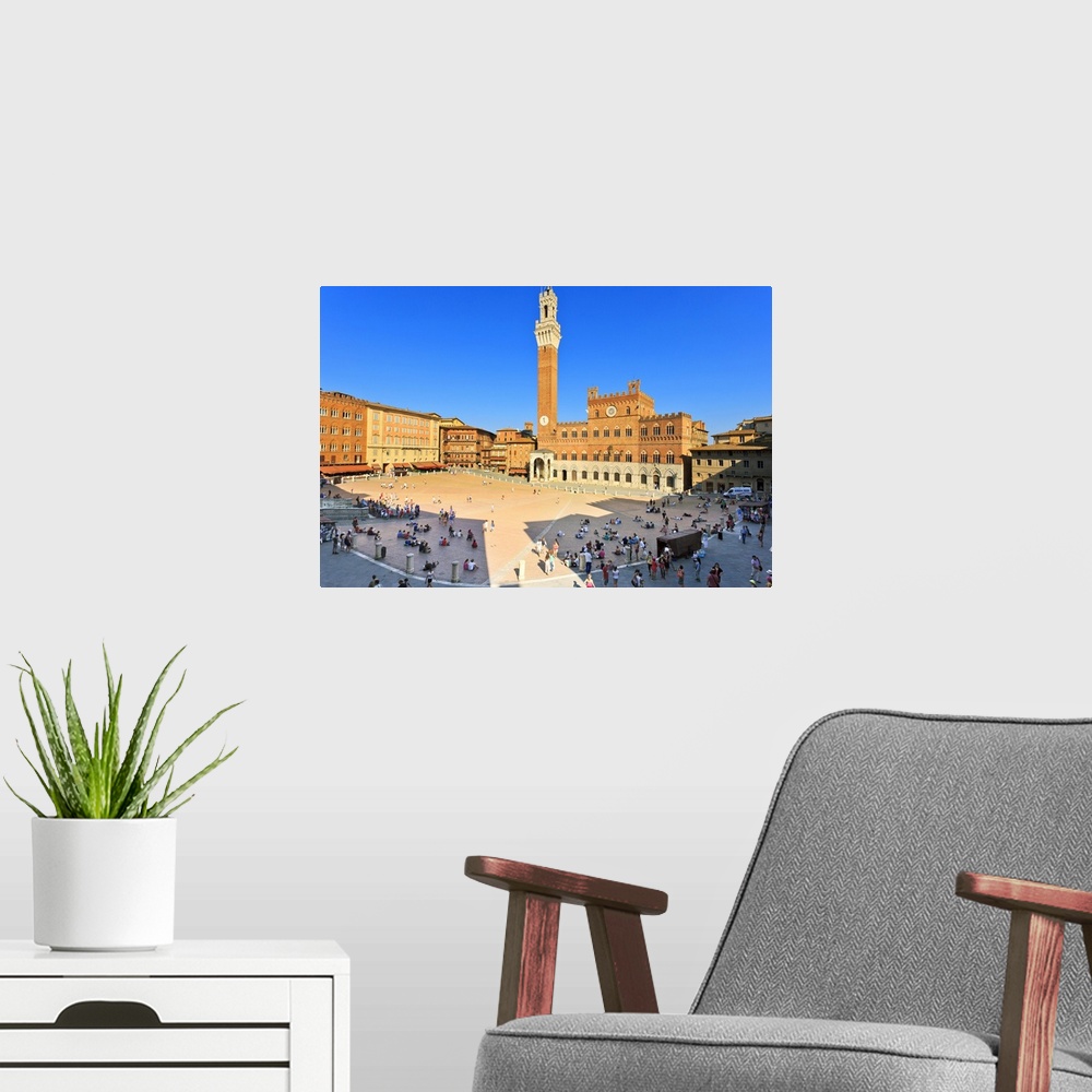 A modern room featuring Italy, Tuscany, Siena district, Siena. Piazza del Campo. The Square.