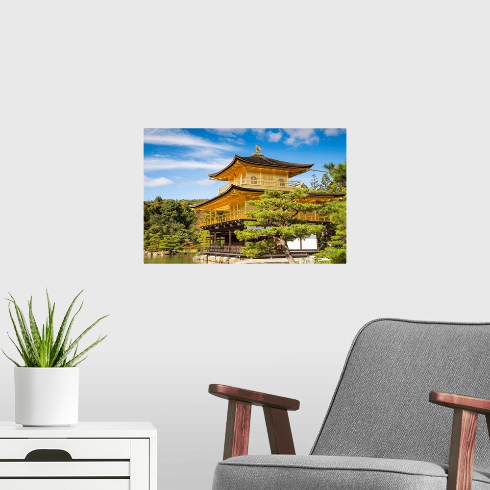 A modern room featuring Japan, Kyoto, Kinkaku-ji, -The Golden Pavilion officially named Rokuon-ji.