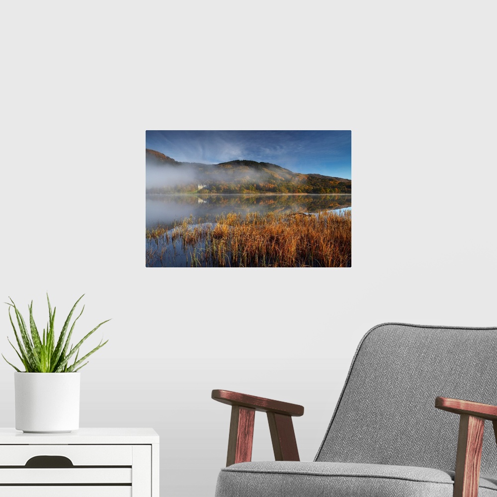 A modern room featuring Mist Over Loch Achray, The Trossachs National Park, Central Region, Scotland