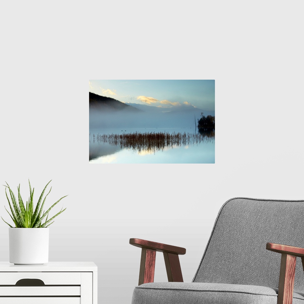 A modern room featuring Mist Over Loch Pityoulish, Highland Region, Scotland