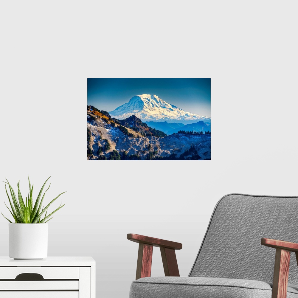 A modern room featuring Mt. Adams And Tatoosh Range, Mt. Rainier National Park, Washington, USA