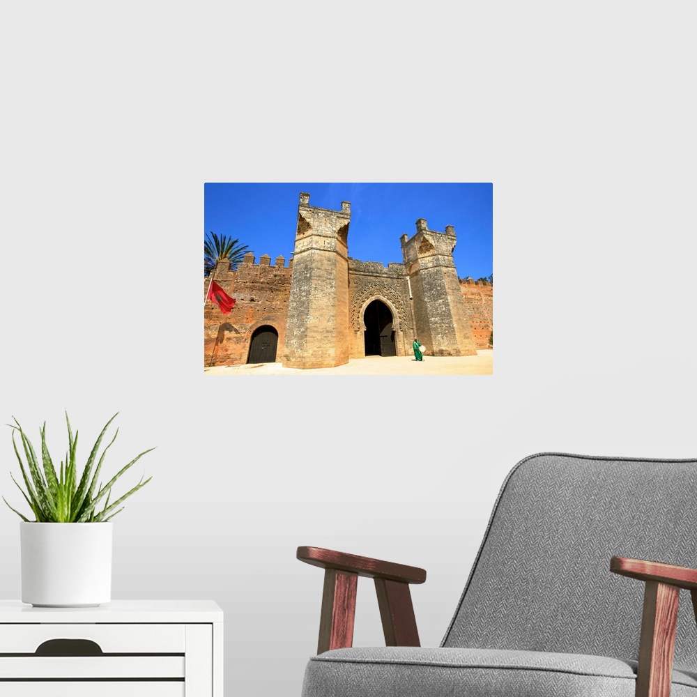 A modern room featuring Musician Outside Bab Zaer, The Main Gate, Chellah, Rabat, Morocco, North Africa.