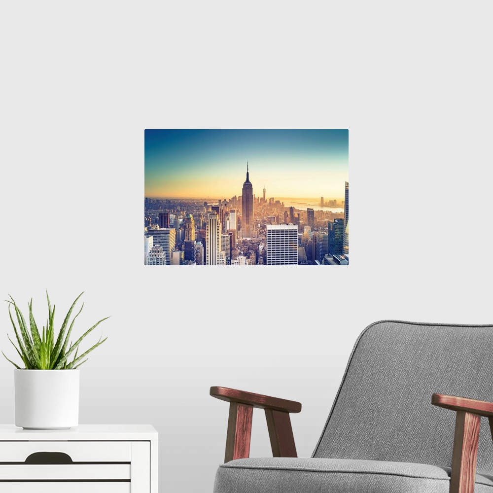A modern room featuring USA, New York, New York City, Empire State Building and Midtown Manhattan Skyline.