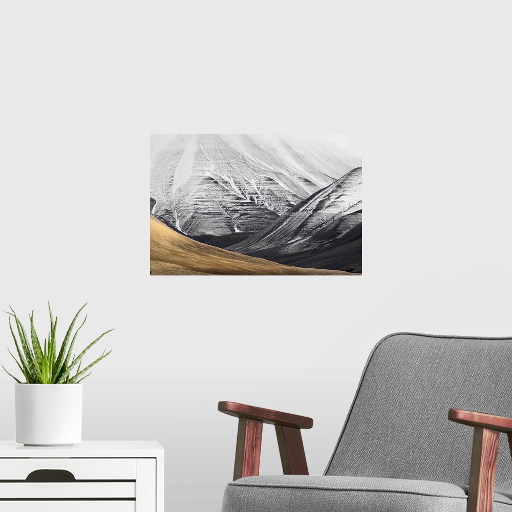 A modern room featuring Norway, Svalbard, arctic slopes in Isfjord