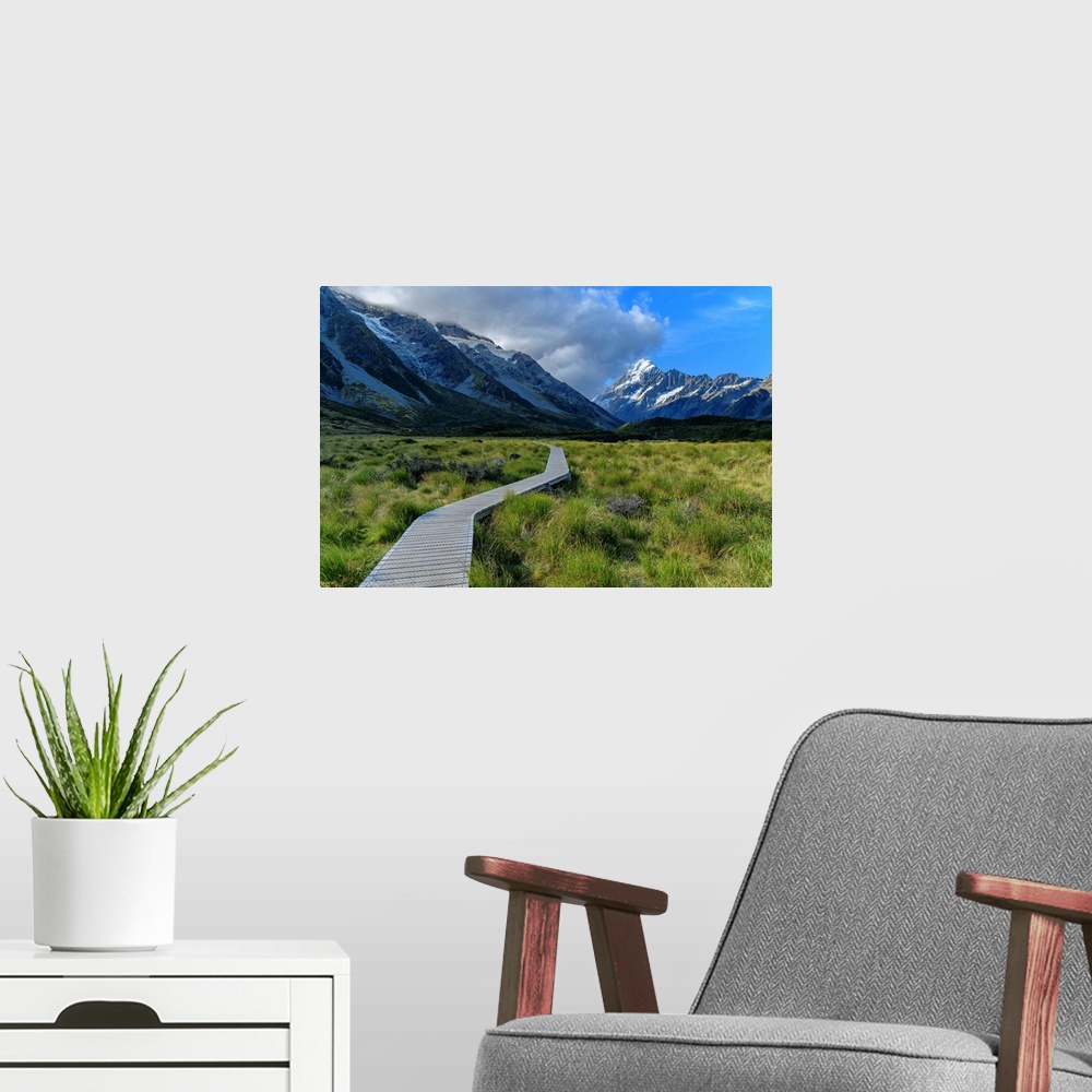 A modern room featuring Oceania, New Zealand, Aotearoa, South Island, Otago, Mount Cook National Park, Hooker Valley