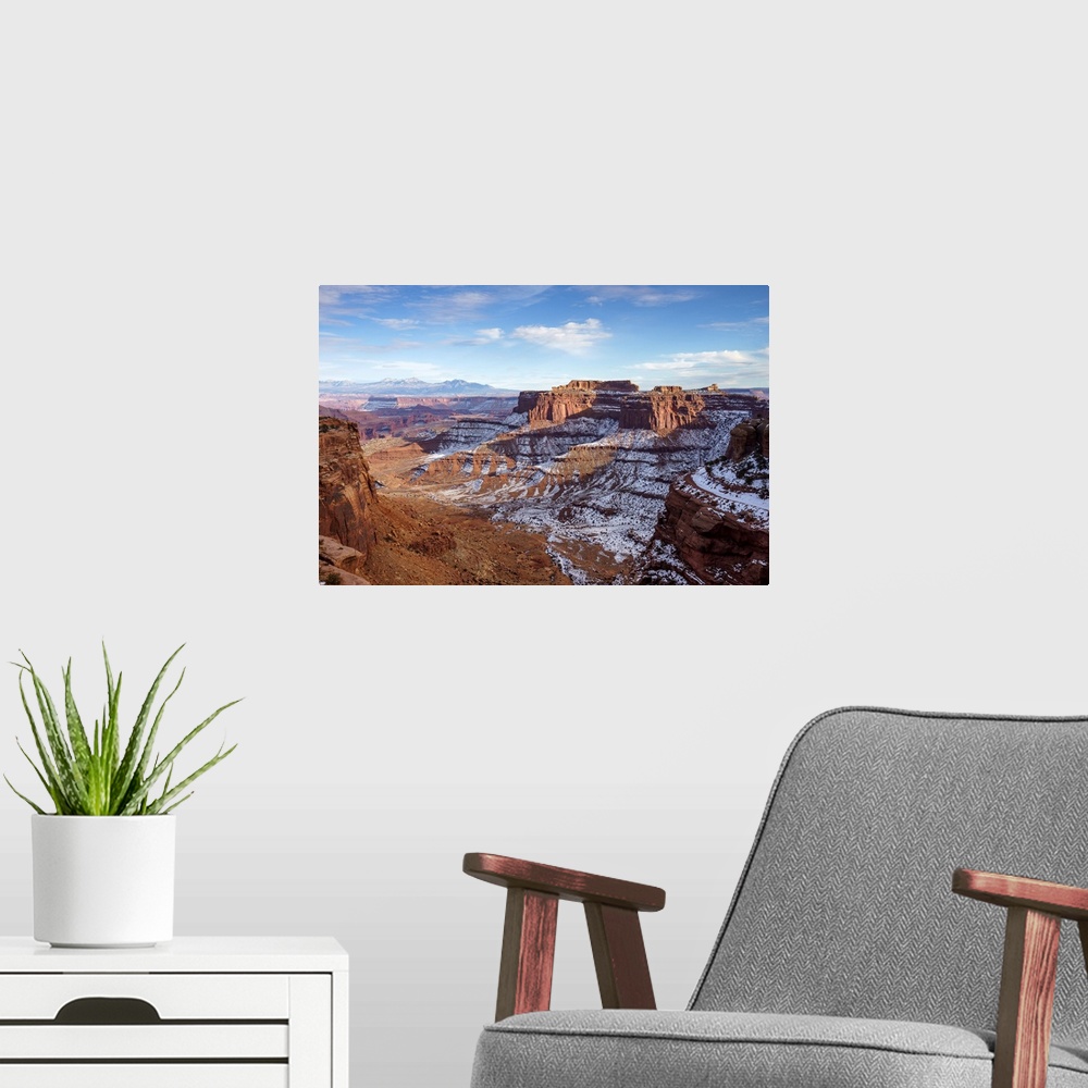 A modern room featuring Shafer Canyon Overlook, Canyonlands National Park, Moab, Utah, USA.