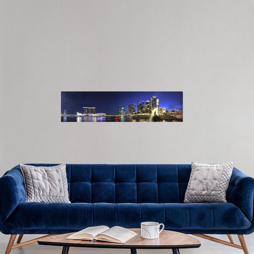 A modern room featuring Singapore, Merlion Park and Singapore Skyline