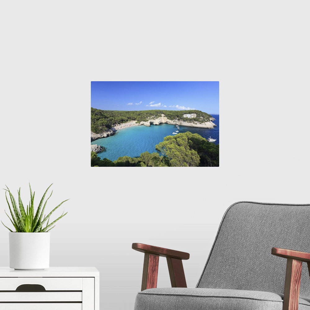 A modern room featuring Spain, Balearic Islands, Menorca, Cala Mitjana
