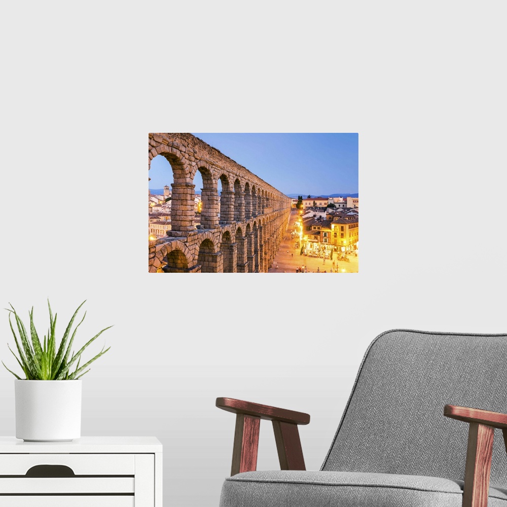 A modern room featuring Spain, Castile and Leon, Segovia. The roman aqueduct
