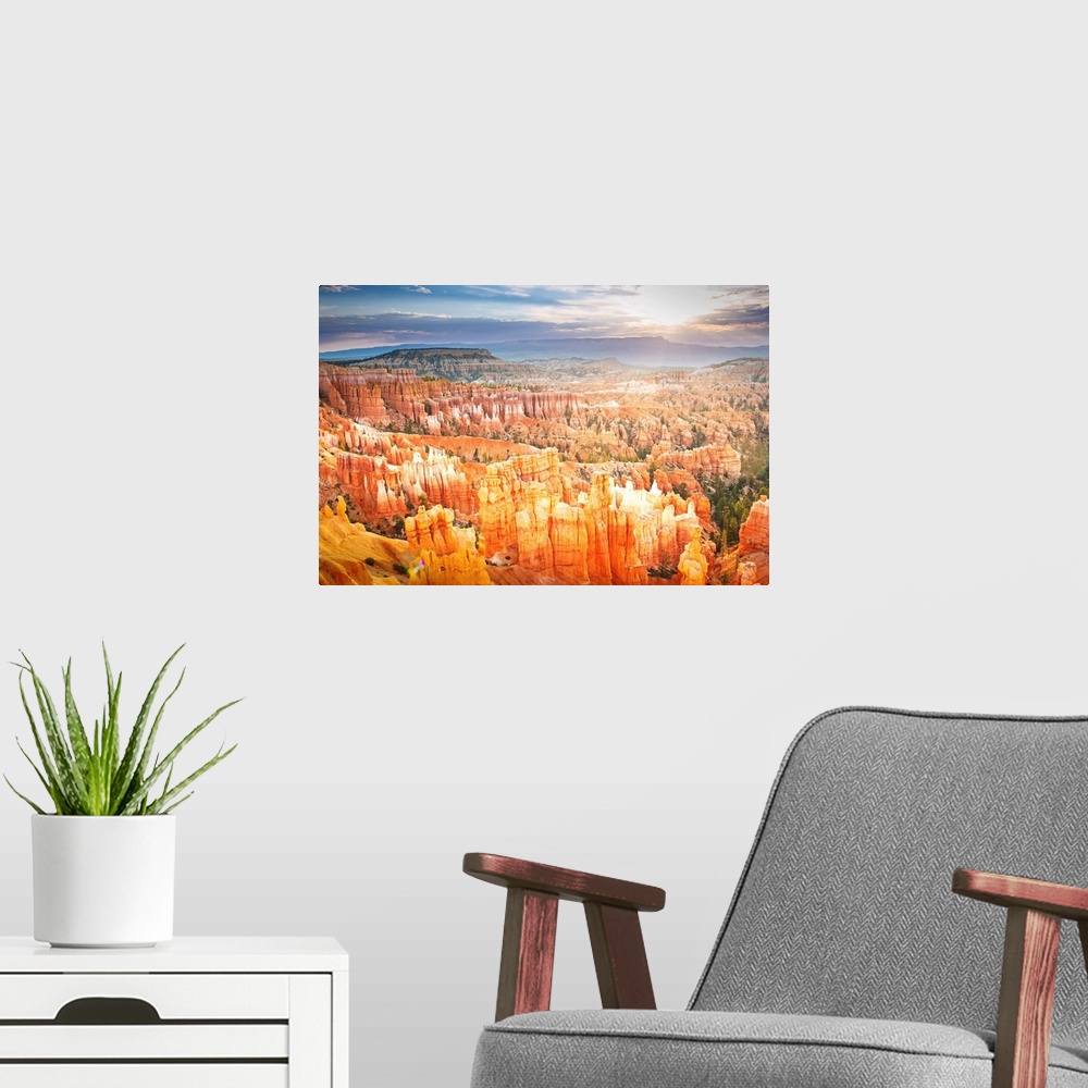 A modern room featuring Sunrise at Bryce Canyon National Park, Utah, USA. From Sunset Point.