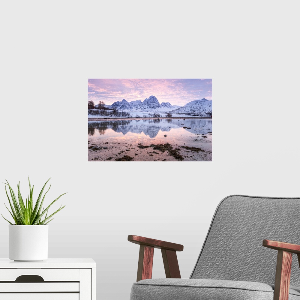 A modern room featuring Sunrise in Svensby, Troms county, Norway, Europe