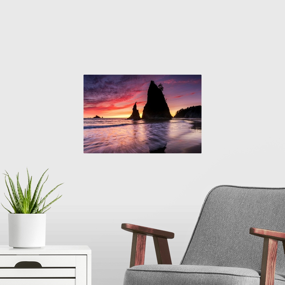 A modern room featuring Sunset At Rialto Beach, Olympic National Park, Washington, USA