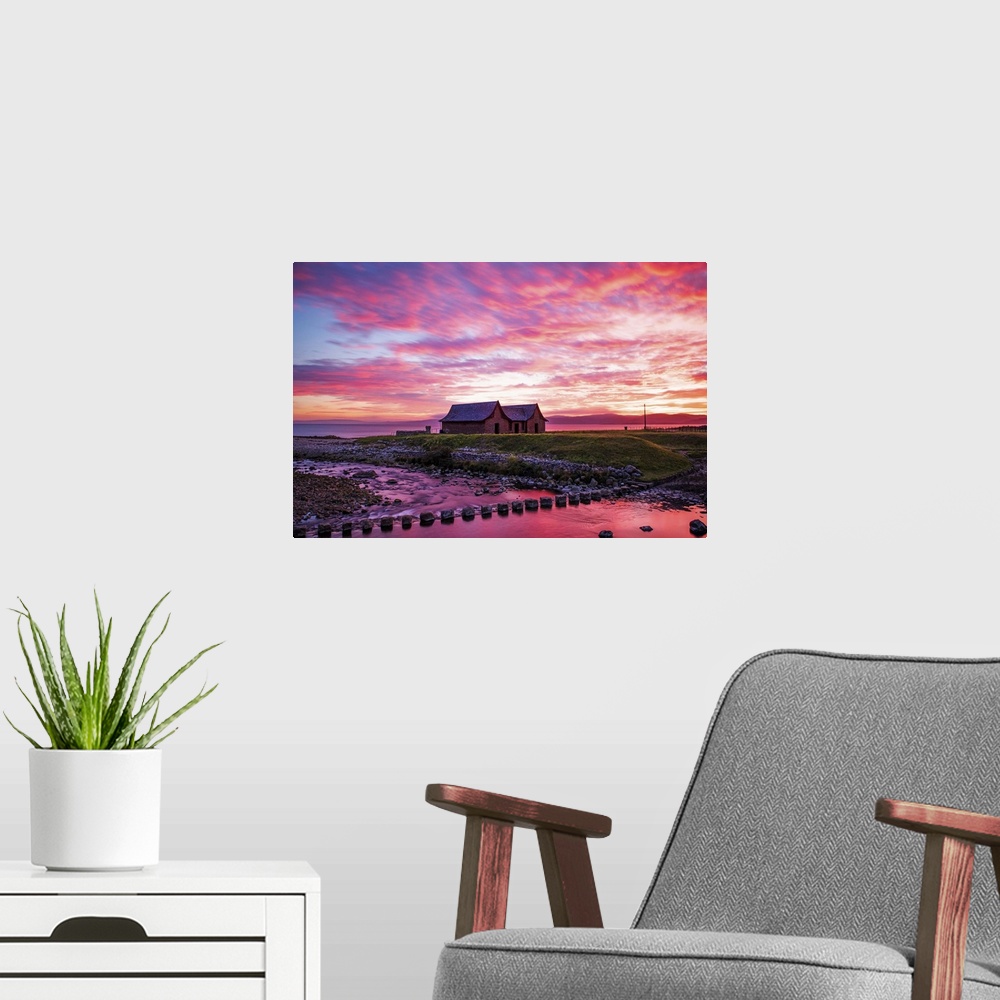 A modern room featuring Sunset at the Isle of Arran, Firth of Clyde, Scotland, UK.