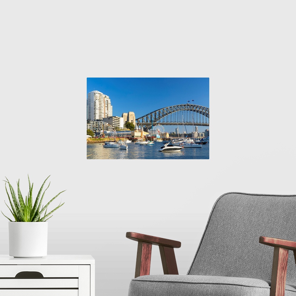 A modern room featuring Sydney Harbour Bridge From Lavender Bay, Sydney, New South Wales, Australia
