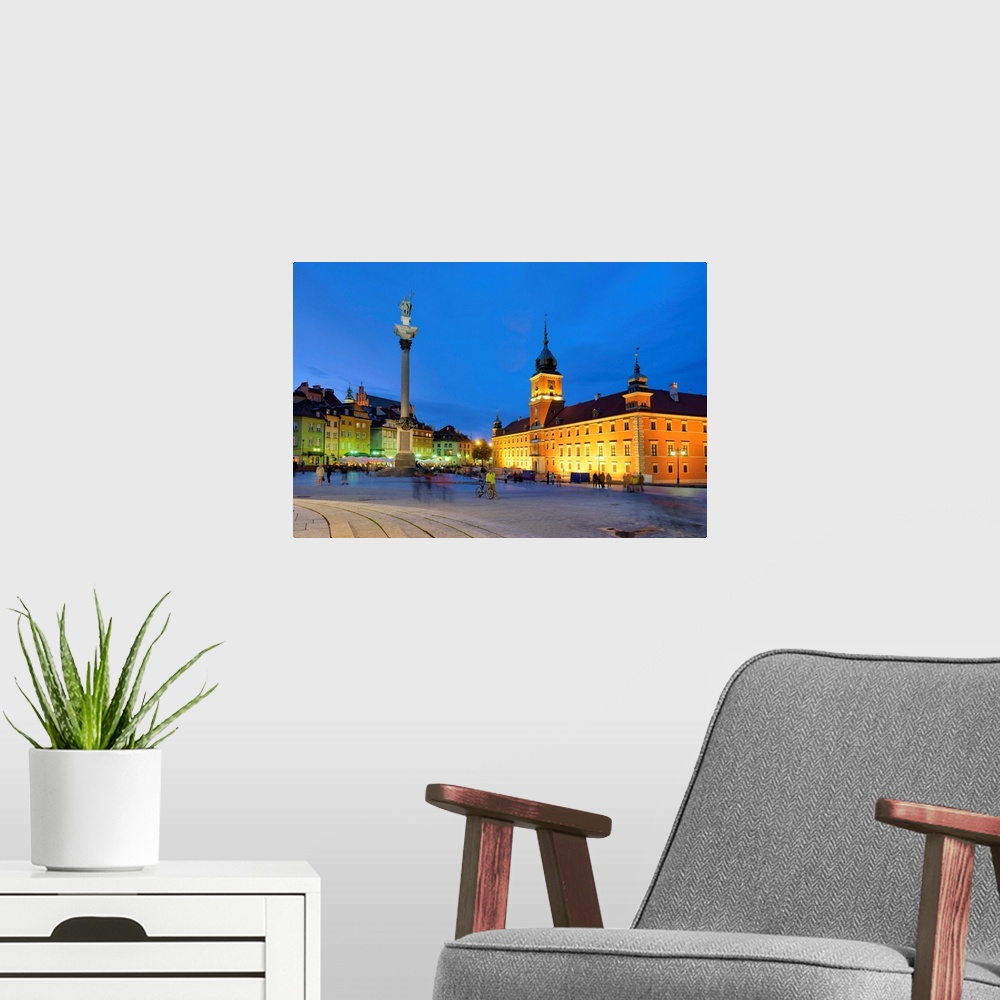 A modern room featuring The Royal Castle (Zamek Krolewski) in Warsaw, a Unesco World Heritage Site. Poland.