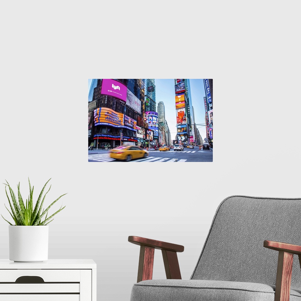 A modern room featuring Times Square, Manhattan, New York City, New York, USA.