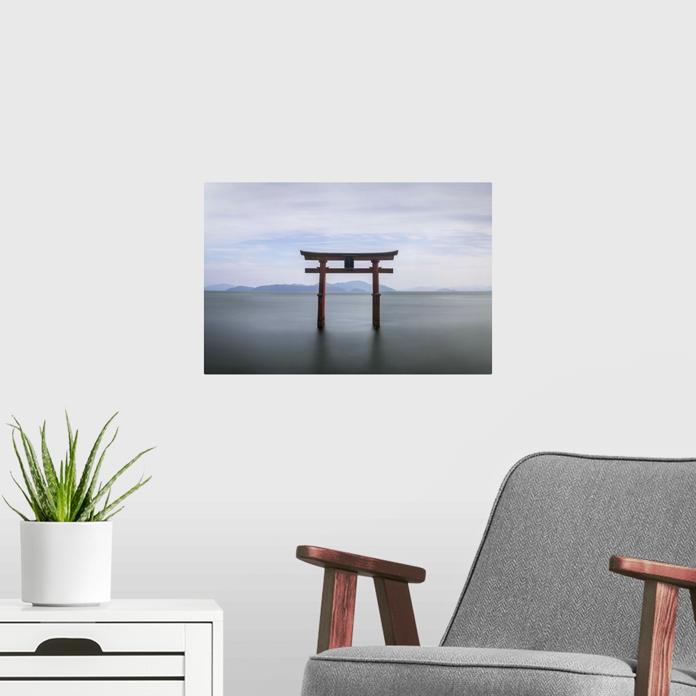 A modern room featuring Torii Gate, Lake Biwa, Takashima, Shiga, Japan.