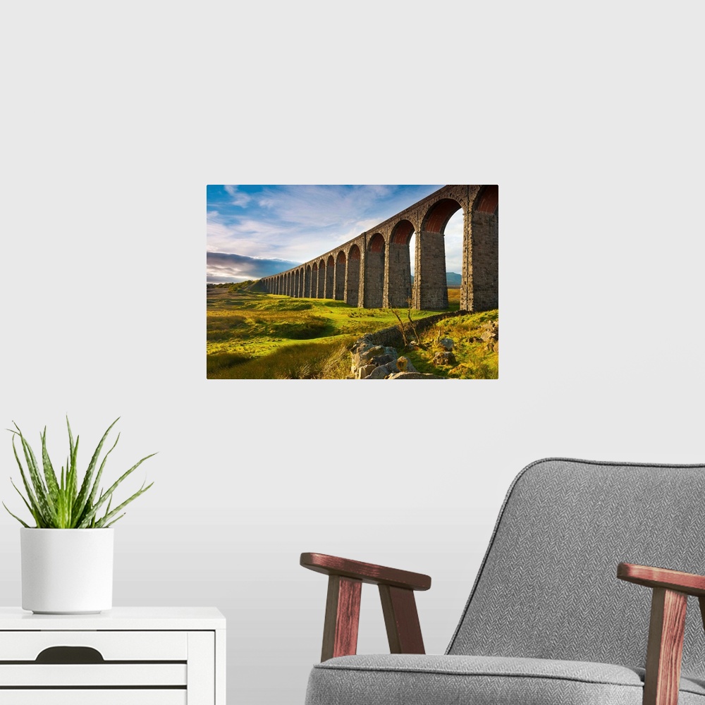 A modern room featuring UK, England, North Yorkshire, Ribblehead Viaduct on the Settle to Carlisle Railway Line