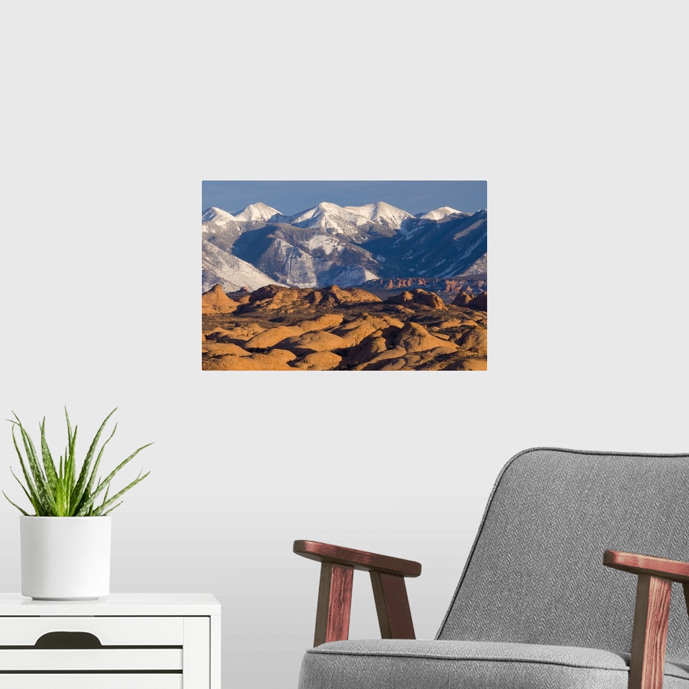 A modern room featuring USA, Utah, Arches National Park, La Sal Mountains and Petrified Dunes