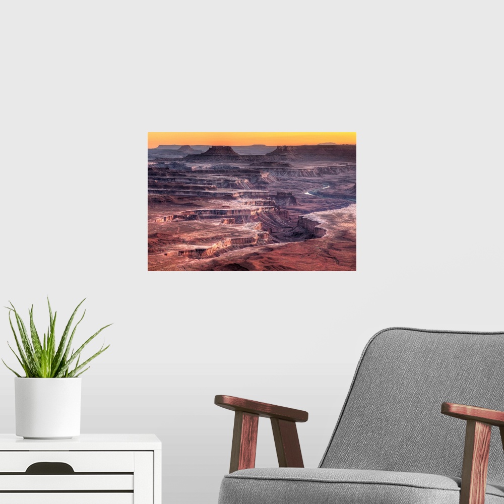 A modern room featuring USA, Utah, Canyonlands National Park, Island in the Sky district, Grand View Point