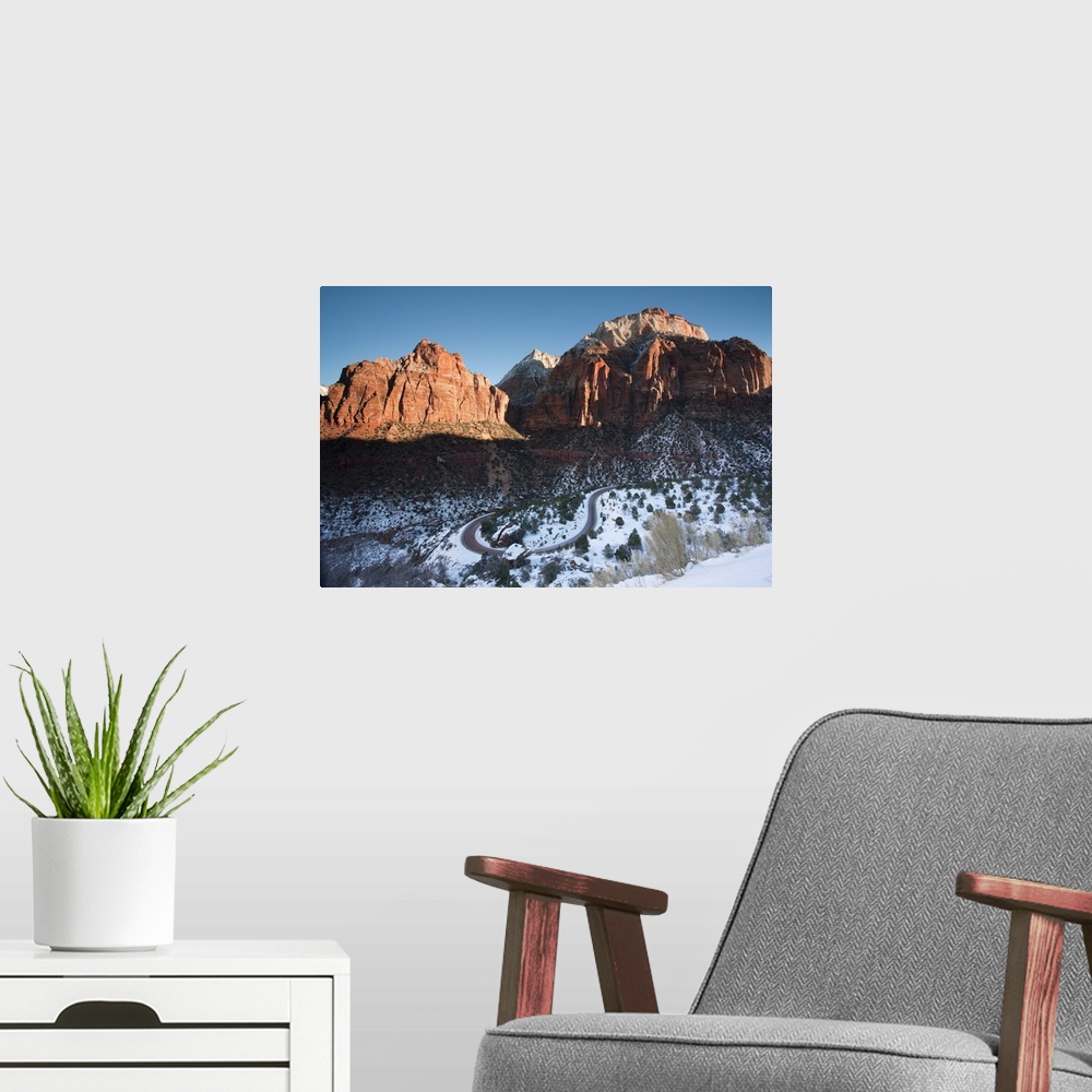 A modern room featuring USA, Utah, Zion National Park, Zion-Mt. Carmel Highway, winter, morning