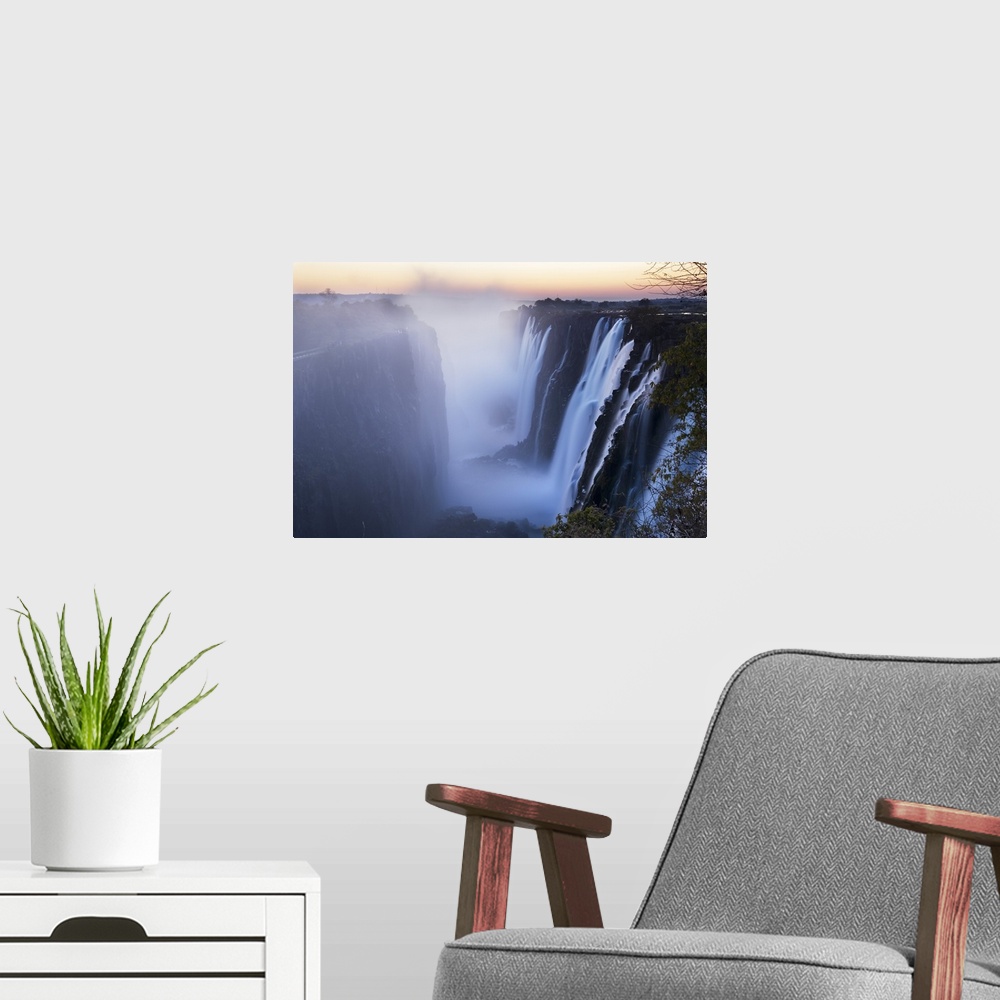 A modern room featuring Victoria Falls, Zimbabwe/Zambia