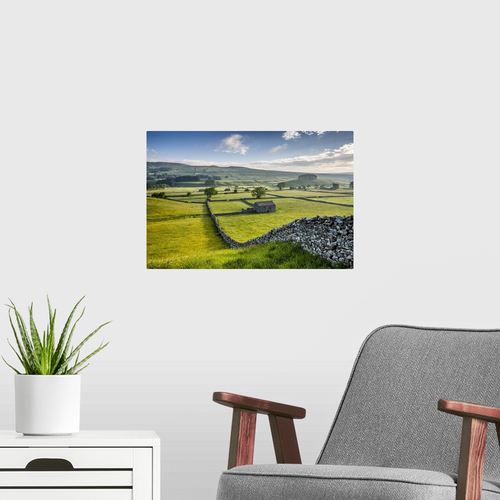 A modern room featuring Wensleydale, Yorkshire Dales National Park, North Yorkshire, England, UK