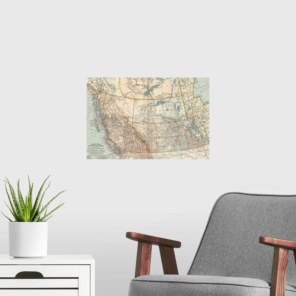 A modern room featuring Canada - Vintage Map