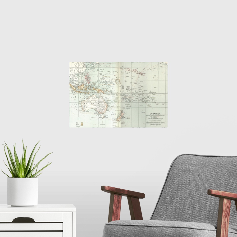 A modern room featuring Oceania - Vintage Map