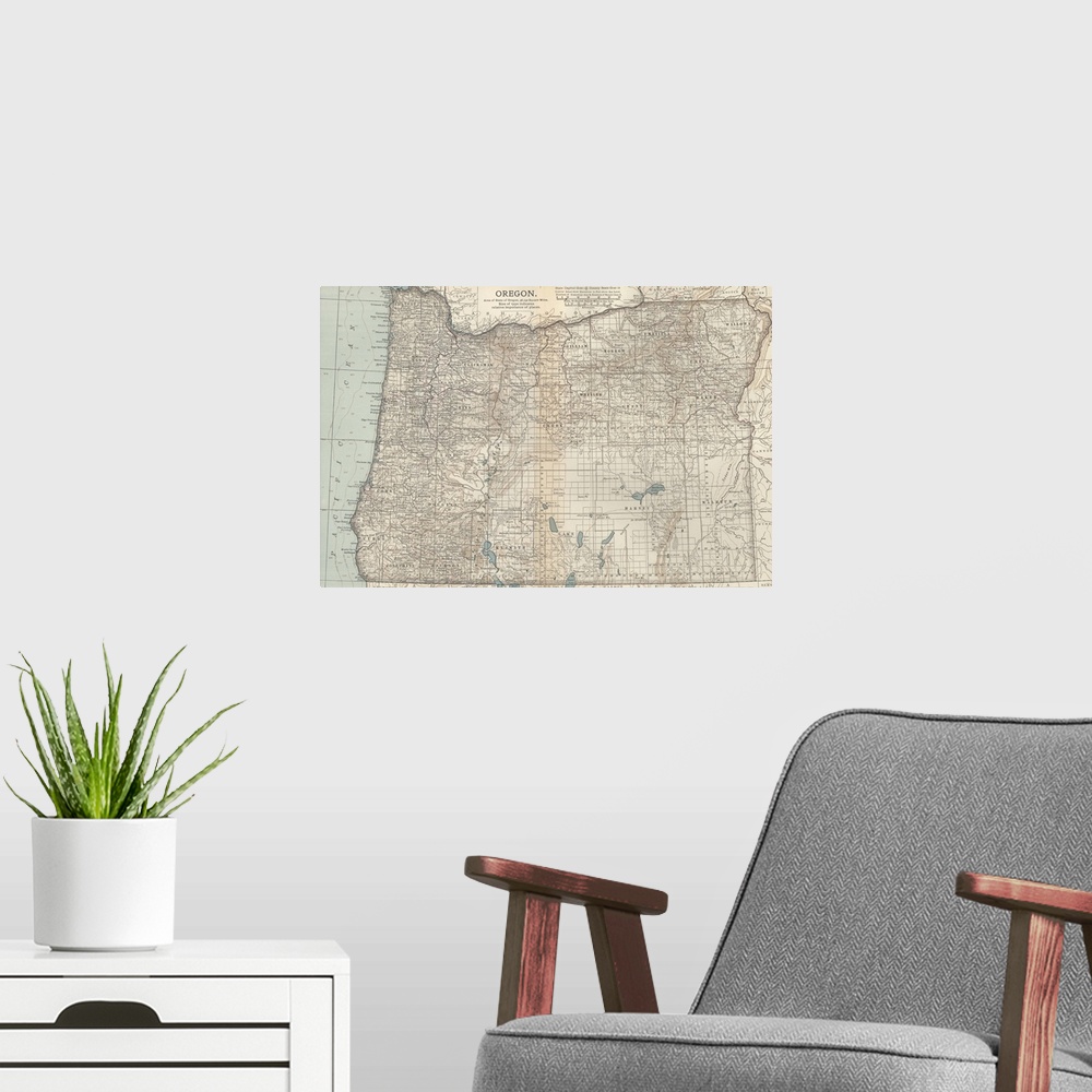 A modern room featuring Oregon - Vintage Map